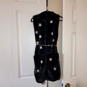 Betsey Johnson Faux Fur Cardigan Vest Coat